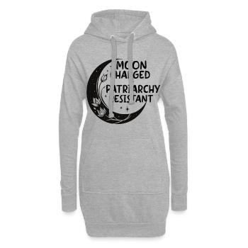 Moon charged, patriarchy resistant - Hoodie-Kleid - Grau meliert - Vorne
