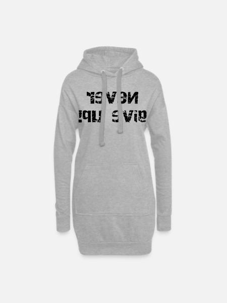 Never give up - mirrored - Hoodie Dress - heather grey