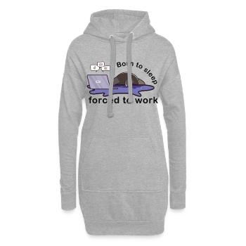 Né pour dormir forcé de travailler chat mignon travail - Sweat-shirt à capuche long Femme - gris chiné - Devant