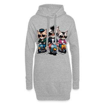 Chats rocker - Sweat-shirt à capuche long Femme - gris chiné - Devant