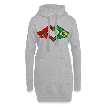 Marokko Brasilien Flagge Haende Herzform used - Hoodie-Kleid - Grau meliert - Vorne