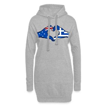 Australien Griechenland Flagge Haende Herzform - Hoodie-Kleid - Grau meliert - Vorne