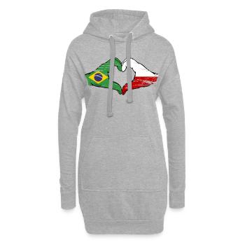 Brasilien Polen Flagge Haende Herzform used - Hoodie-Kleid - Grau meliert - Vorne