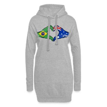 Brasilien Australien Hände Herzform used - Hoodie-Kleid - Grau meliert - Vorne