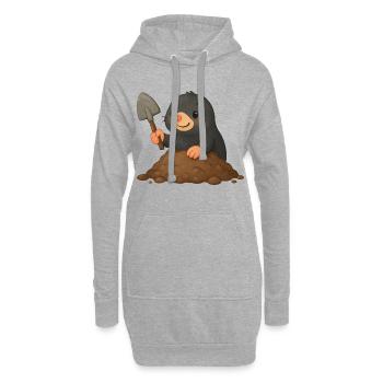 Taupe mignonne avec pelle - Sweat-shirt à capuche long Femme - gris chiné - Devant