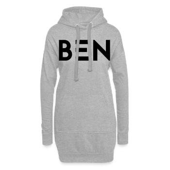 Prénom Ben - Sweat-shirt à capuche long Femme - gris chiné - Devant