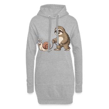 Faultier und Schnecke - Hoodie-Kleid - Grau meliert - Vorne