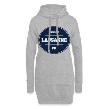 Lausanne VD Rundabzeichen Blau - Hoodie-Kleid - Grau meliert - Vorne