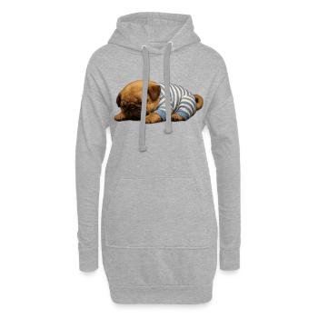 Niedlicher schlafender Welpe im Schlafanzug - Hoodie-Kleid - Grau meliert - Vorne