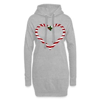 Herz aus Zuckerstangen mit Mistelzweig - Hoodie-Kleid - Grau meliert - Vorne