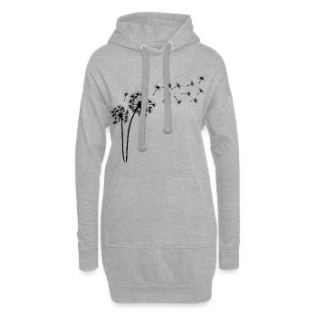 Pissenlit noir au gré du vent - Sweat-shirt à capuche long Femme - gris chiné - Devant