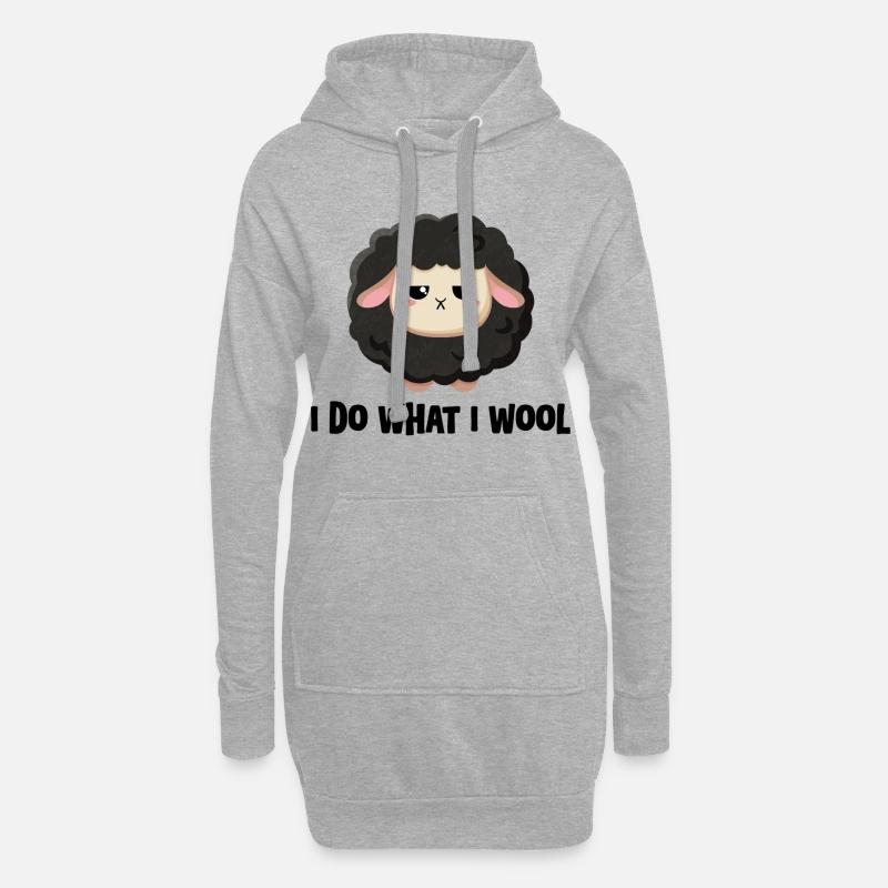 Süßes schwarzes Schaf grummelig mit Spruch - Hoodie-Kleid - Grau meliert