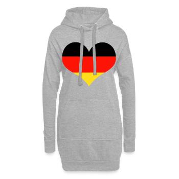 Allemagne coeur noir rouge or - Sweat-shirt à capuche long Femme - gris chiné - Devant