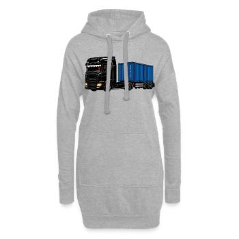 Container-Trucker auf Achse mit der Büchse. - Hoodie-Kleid - Grau meliert - Vorne
