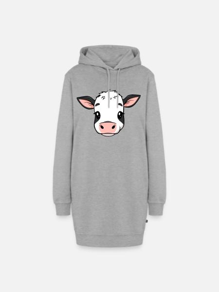 Kuh - Hoodie-Kleid - Grau meliert