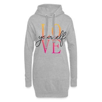 Aimez-vous / Selbstliebe / Liebe dich selbst - Sweat-shirt à capuche long Femme - gris chiné - Devant