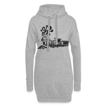 Locomotive noire vintage - Sweat-shirt à capuche long Femme - gris chiné - Devant