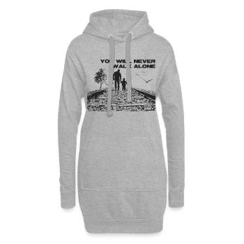 Père et fils – Jamais seul - Sweat-shirt à capuche long Femme - gris chiné - Devant