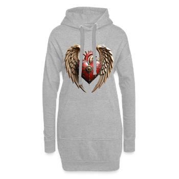 Vintage-Eleganz: eine elegante Uhr und ein elegantes Herz. - Hoodie-Kleid - Grau meliert - Vorne