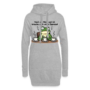 Espresso frog – N’avez pas envie de prendre votre premier café - Sweat-shirt à capuche long Femme - gris chiné - Devant