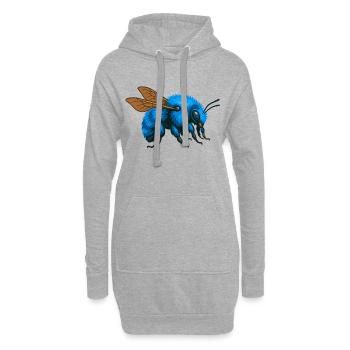 Bourdon bleu à droite - Sweat-shirt à capuche long Femme - gris chiné - Devant