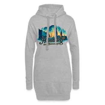 Hamburg Mein Heimathafen Stadt Silhouette Geschenk - Hoodie-Kleid - Grau meliert - Vorne