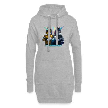 Futuristische Einhorn DJs - Hoodie-Kleid - Grau meliert - Vorne