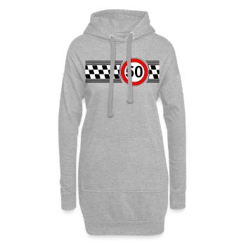 50er Race Karo Motiv Shirt - Hoodie-Kleid - Grau meliert - Vorne