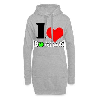 Bowling Liebe Herz - Hoodie-Kleid - Grau meliert - Vorne