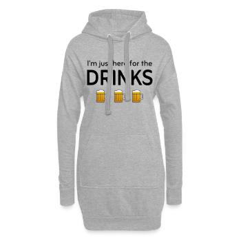 Ich bin nur wegen der Drinks hier - Hoodie-Kleid - Grau meliert - Vorne