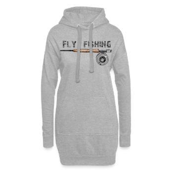 Fly fishing - Hoodie-Kleid - Grau meliert - Vorne