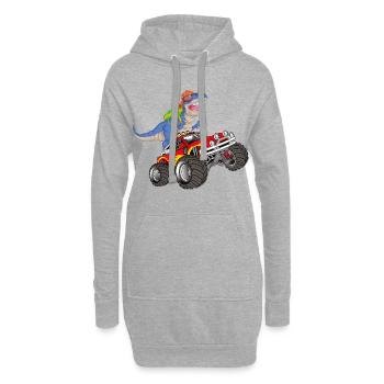 Dinosaur Monster Truck Adventure rentrée scolaire - Sweat-shirt à capuche long Femme - gris chiné - Devant