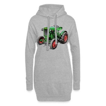 Tracteur vintage vert - Sweat-shirt à capuche long Femme - gris chiné - Devant