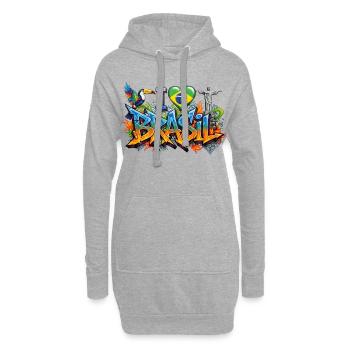 Lebendiges Graffiti Ich liebe Brasil Design - Hoodie-Kleid - Grau meliert - Vorne