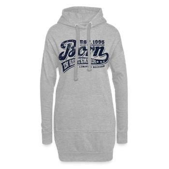 Born in September 1995 - Geburtstag - Geschenk - Hoodie-Kleid - Grau meliert - Vorne