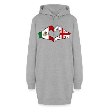 Drapeau du Mexique et de la Géorgie, mains en forme de cœur - Sweat-shirt à capuche long Femme - gris chiné - Devant