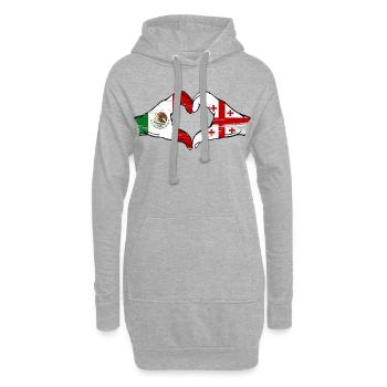 Drapeau du Mexique et de la Géorgie, mains en forme de cœur utilisées - Sweat-shirt à capuche long Femme - gris chiné - Devant