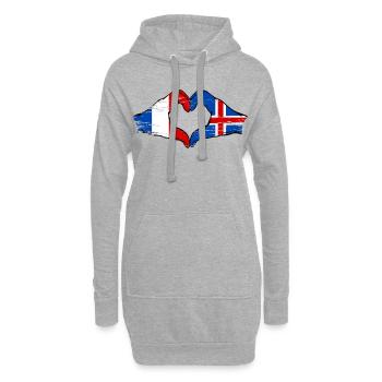 Frankreich Island Flagge Hände Herzform used - Hoodie-Kleid - Grau meliert - Vorne