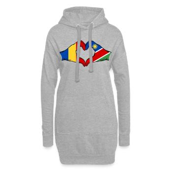 Rumänien Namibia Flagge Hände Herzform - Hoodie-Kleid - Grau meliert - Vorne