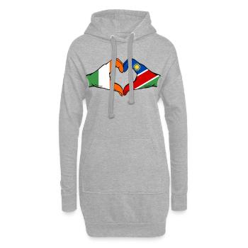 Irland Namibia Flagge Hände Herzform - Hoodie-Kleid - Grau meliert - Vorne