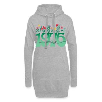 1976 Fleurs 50 Ans Anniversaire Femme - Sweat-shirt à capuche long Femme - gris chiné - Devant