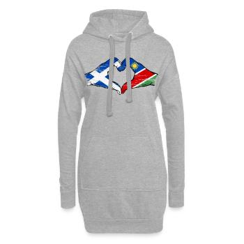 Drapeau de l'Écosse et de la Namibie, mains en forme de cœur, utilisé - Sweat-shirt à capuche long Femme - gris chiné - Devant