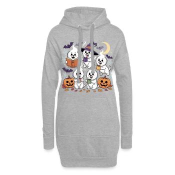 Hunde Lesebuch Halloween Kaffee Liebhaber - Hoodie-Kleid - Grau meliert - Vorne