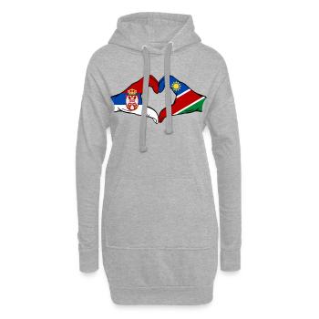 Serbie Namibie Drapeau Coeur - Sweat-shirt à capuche long Femme - gris chiné - Devant