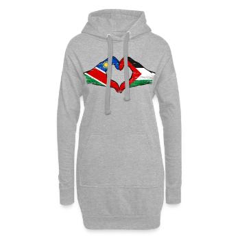 Namibie Palestine Drapeau Mains Coeur Forme Utilisé - Sweat-shirt à capuche long Femme - gris chiné - Devant