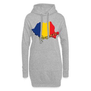J'aime la Roumanie, fabriqué en Roumanie - Sweat-shirt à capuche long Femme - gris chiné - Devant