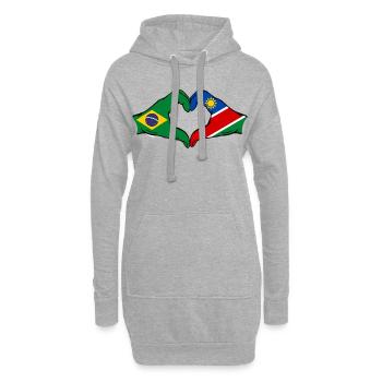 Brasilien Palästina Flagge Hände Herzform - Hoodie-Kleid - Grau meliert - Vorne