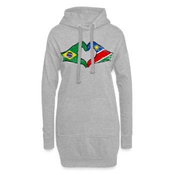 Brésil Namibie drapeau mains forme coeur - Sweat-shirt à capuche long Femme - gris chiné - Devant