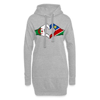Drapeau de l'Algérie et de la Namibie, mains en forme de cœur - Sweat-shirt à capuche long Femme - gris chiné - Devant