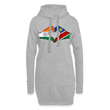 Drapeau de l'Inde et de la Namibie en forme de cœur - Sweat-shirt à capuche long Femme - gris chiné - Devant